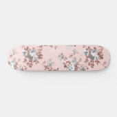 Matig lichtroze witte roos goud glitter floral persoonlijk skateboard (Horizontaal)