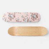 Matig lichtroze witte roos goud glitter floral persoonlijk skateboard (Horizontaal)