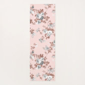 Matig lichtroze witte roos goud glitter floral yogamat (Achterkant)