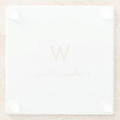 Matig Light Grey Gold Script Monogram Glazen Onderzetter (Achterkant)