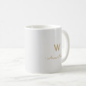 Matig Light Grey Gold Script Monogram Koffiemok (Voorkant rechts)