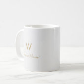 Matig Light Grey Gold Script Monogram Koffiemok (Voorkant links)