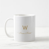 Matig Light Grey Gold Script Monogram Koffiemok (Links)