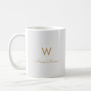 Matig Light Grey Gold Script Monogram Koffiemok