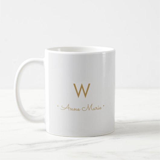 Matig Light Grey Gold Script Monogram Koffiemok (Links)