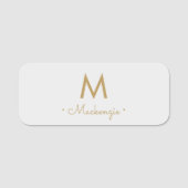Matig Light Grey Gold Script Monogram Naamplaatje (Voorkant)