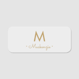 Matig Light Grey Gold Script Monogram Naamplaatje