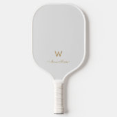 Matig Light Grey Gold Script Monogram Pickleball Paddle (Voorkant)
