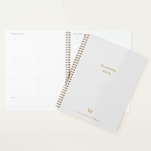 Matig Light Grey Gold Script Monogram Planner (Display)
