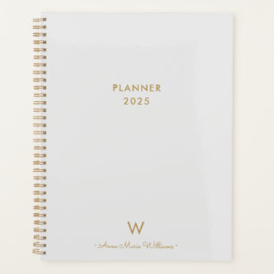 Matig Light Grey Gold Script Monogram Planner