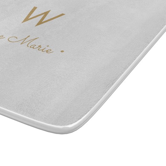 Matig Light Grey Gold Script Monogram Snijplank (Hoek)