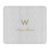 Matig Light Grey Gold Script Monogram Snijplank (Voorkant)