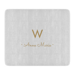 Matig Light Grey Gold Script Monogram Snijplank