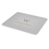 Matig Light Grey Gold Script Monogram Snijplank (Hoek)