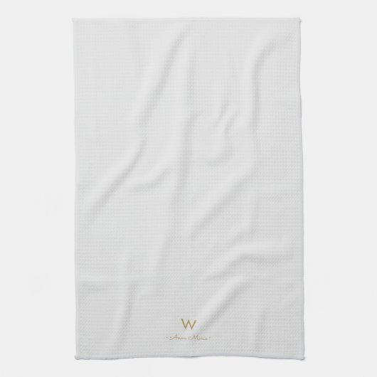 Matig Light Grey Gold Script Monogram Theedoek (Verticaal)