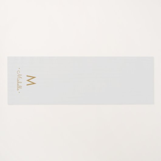 Matig Light Grey Gold Script Monogram Yogamat (Achterkant (horizontaal))