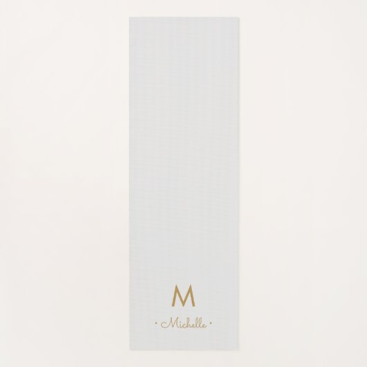 Matig Light Grey Gold Script Monogram Yogamat (Voorkant)
