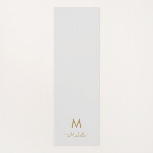 Matig Light Grey Gold Script Monogram Yogamat (Achterkant)