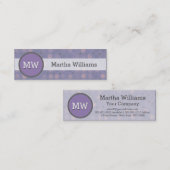 Matig Lila Paars monogram patroonplaat Mini Visitekaartje (Voorkant / Achterkant)