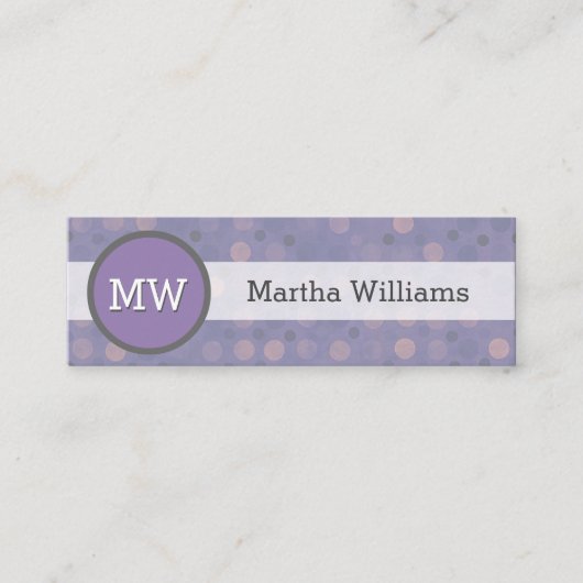 Matig Lila Paars monogram patroonplaat Mini Visitekaartje (Voorkant)