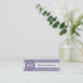 Matig Lila Paars monogram patroonplaat Mini Visitekaartje (Staand voorkant)