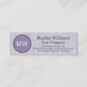 Matig Lila Paars monogram patroonplaat Mini Visitekaartje (Achterkant)