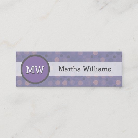 Matig Lila Paars monogram patroonplaat Mini Visitekaartje (Voorkant)