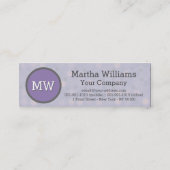 Matig Lila Paars monogram patroonplaat Mini Visitekaartje (Achterkant)