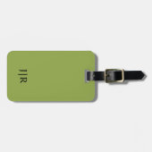 Matig lime groen en zwart in modern monogram bagagelabel (Voorkant horizontaal)