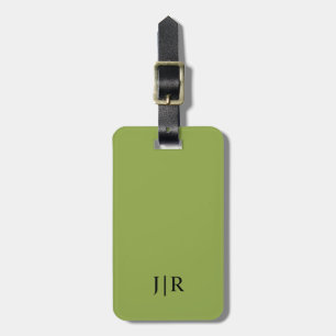 Matig lime groen en zwart in modern monogram bagagelabel