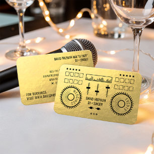 Matig luxe goudfolie zwart dj muziek turntable visitekaartje