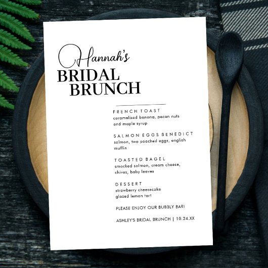 Matig Manuscript Minimale Menu Bridal Brunch