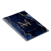 Matig marinesonblauw goudkanton Geode Monogram Notitieboek (Rechterzijde)