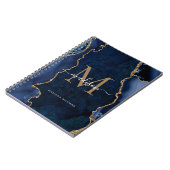 Matig marinesonblauw goudkanton Geode Monogram Notitieboek (Linkerzijde)
