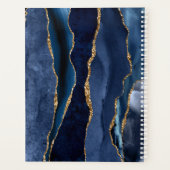 Matig marinesonblauw goudkanton Geode Monogram Planner (Achterkant)