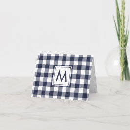 Matig marinesonmonogram witte buffelpatroon notitiekaartje