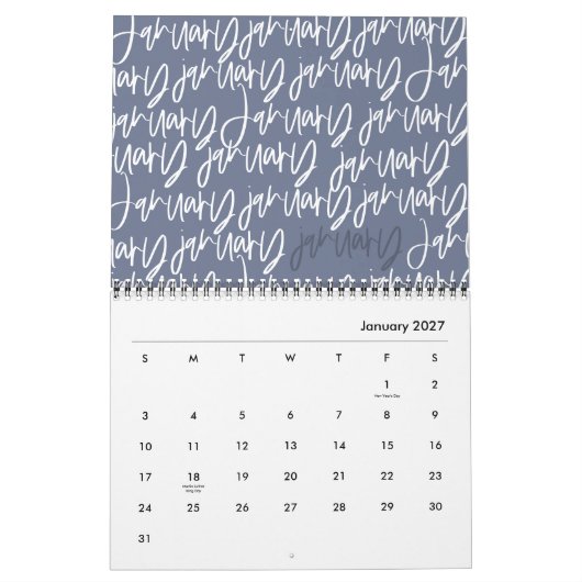 Matig markerpenscript kalender (Jan 2027)