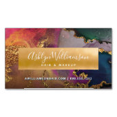 Matig marmer waterverf goud paars groen blauw magnetisch visitekaartje (Voorkant)