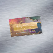 Matig marmer waterverf goud paars groen blauw magnetisch visitekaartje (Voorbeeld)