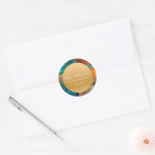Matig marmer waterverf goudturquoise sinaasappel ronde sticker (Envelop)