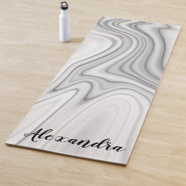 Matig marmer wit grijs vloeibaar patroon yogamat