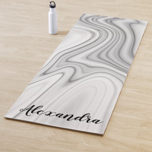 Matig marmer wit grijs vloeibaar patroon yogamat (In situ)
