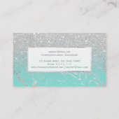 Matig marmer zilverglitter blauwgroen ombre make-u visitekaartje (Achterkant)