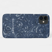 Matig marmeringspatroon Navy Blue Minimal Simple Case-Mate iPhone Case (Achterkant (horizontaal))
