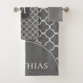 Matig Marokkaans patroongrijs monogram Bad Handdoek (Insitu)