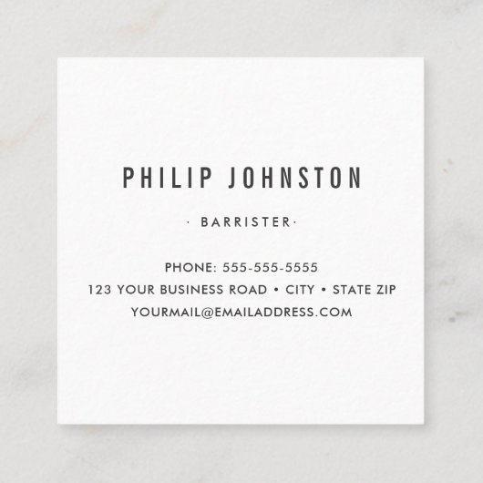 Matig masculine, grijs en oranje, strepen wit vierkante visitekaartje (Achterkant)