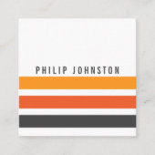 Matig masculine, grijs en oranje, strepen wit vierkante visitekaartje (Voorkant)