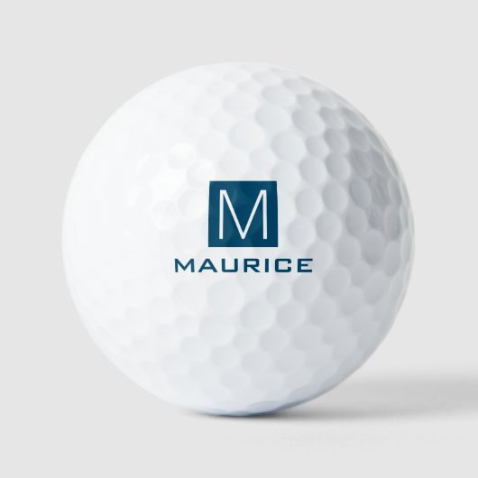 Matig masculine monogram donkerblauw vierkant golfballen (Voorkant)