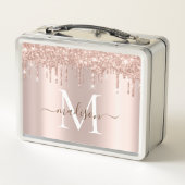 Matig meisje Blush Roze Rose Gold Glitter Monogram (Achterkant)