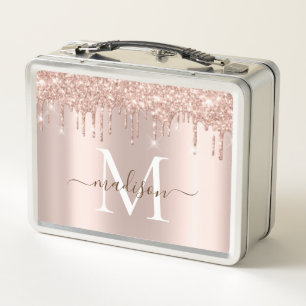 Matig meisje Blush Roze Rose Gold Glitter Monogram